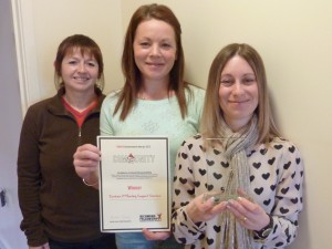 Staff in Durham on receiving their Enrich award for Community in Durham - IT Services
